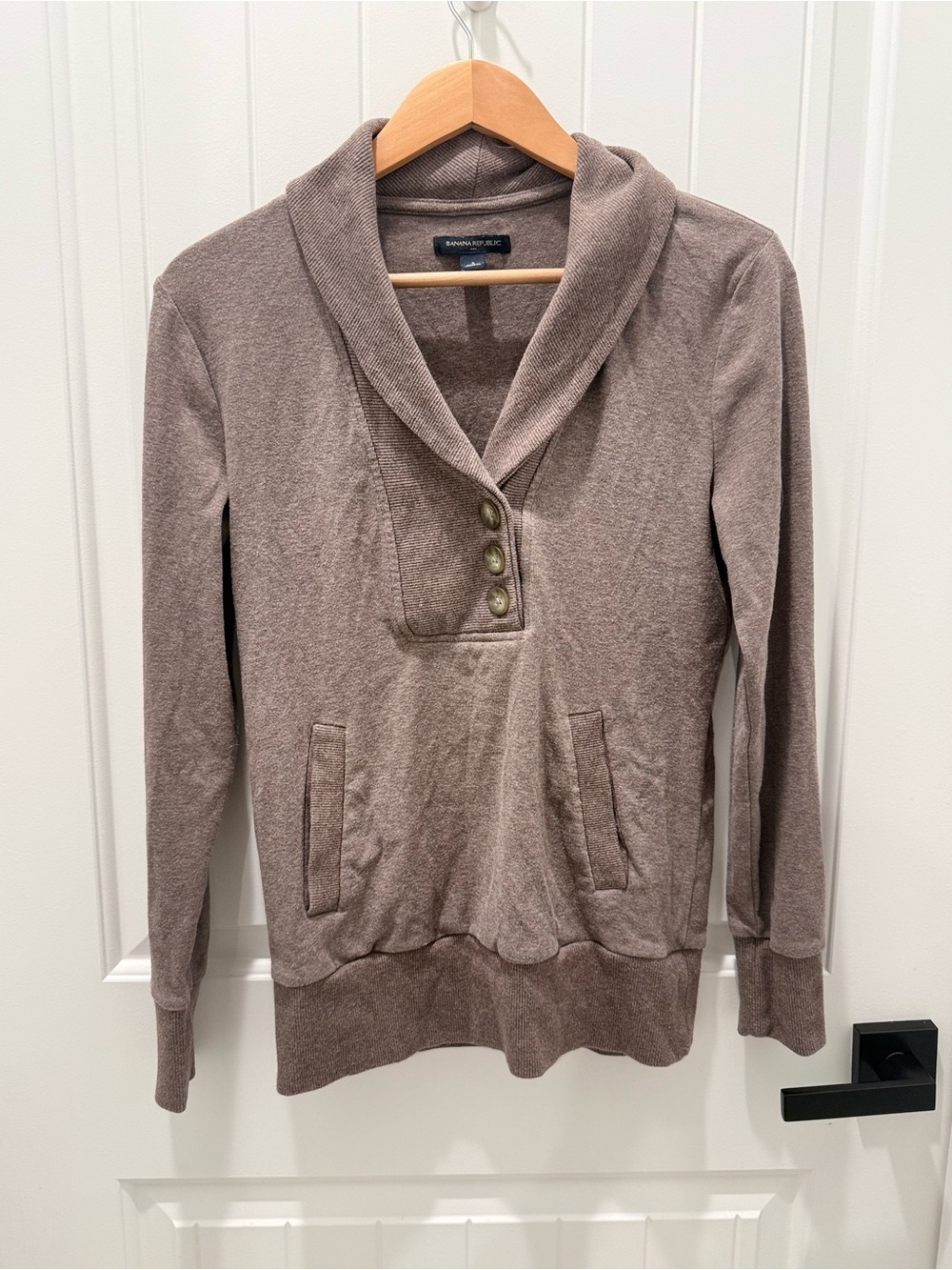Banana Republic Taupe Shawl-Collar Pullover Sweater